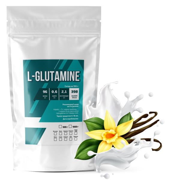 Аминокислота L-Glutamine Ваниль для мышечной ткани на 200 порций 1 кг (21-125-glu-v1)