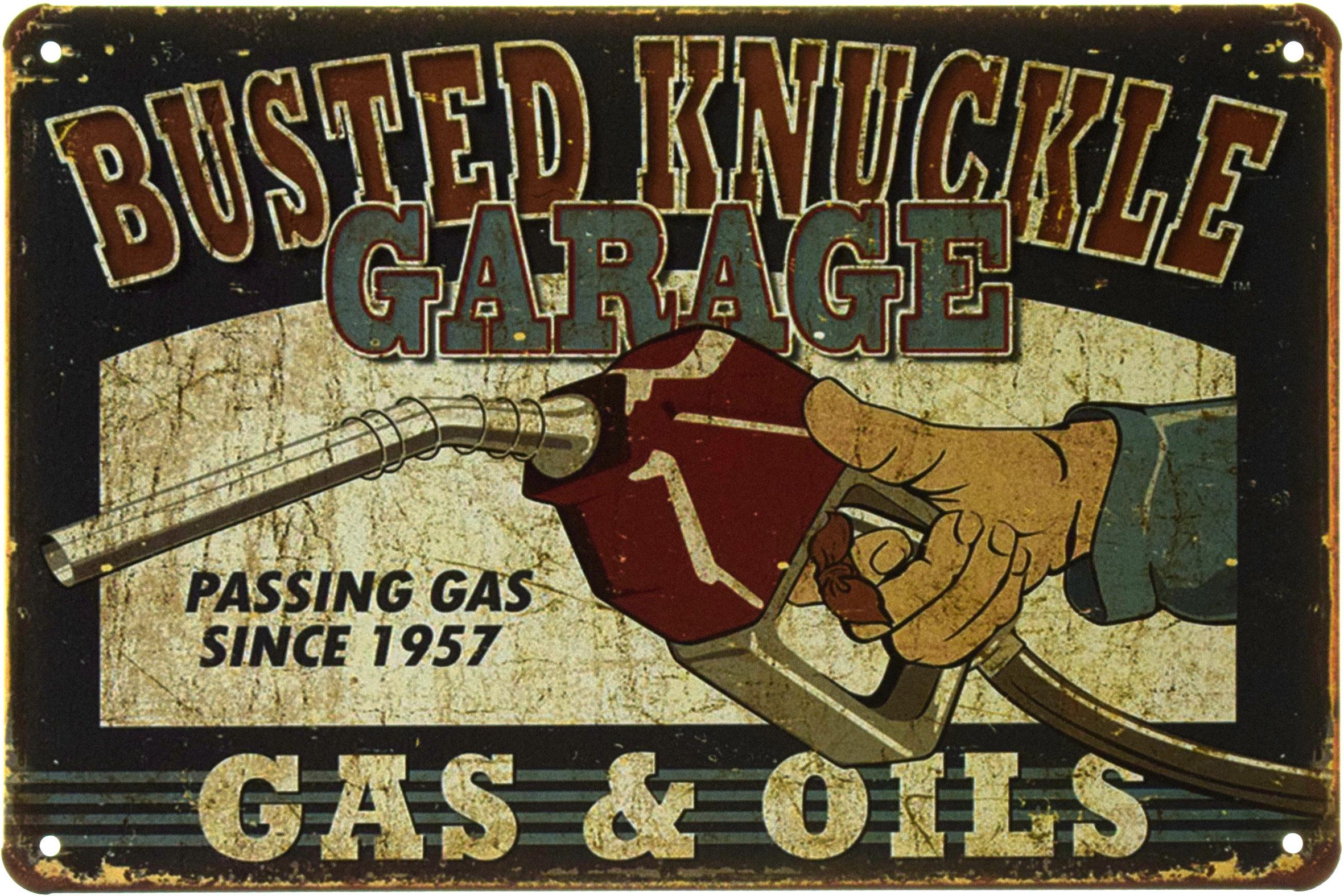 Табличка металлическая Busted Knuckle Garage 20x30 см