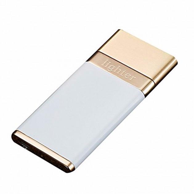 Запальничка SUNROZ DK-110 Ultra Thin портативна електронна акумуляторна USB Білий (SUN4211)