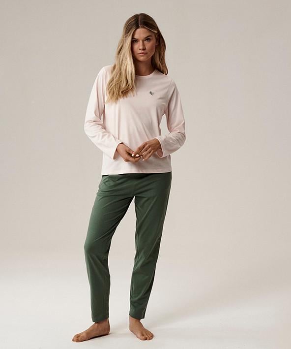 Пижама женская Atlantic NLP-498 футболка/брюки хлопковая XL Розовый/Зеленый (2845531121)