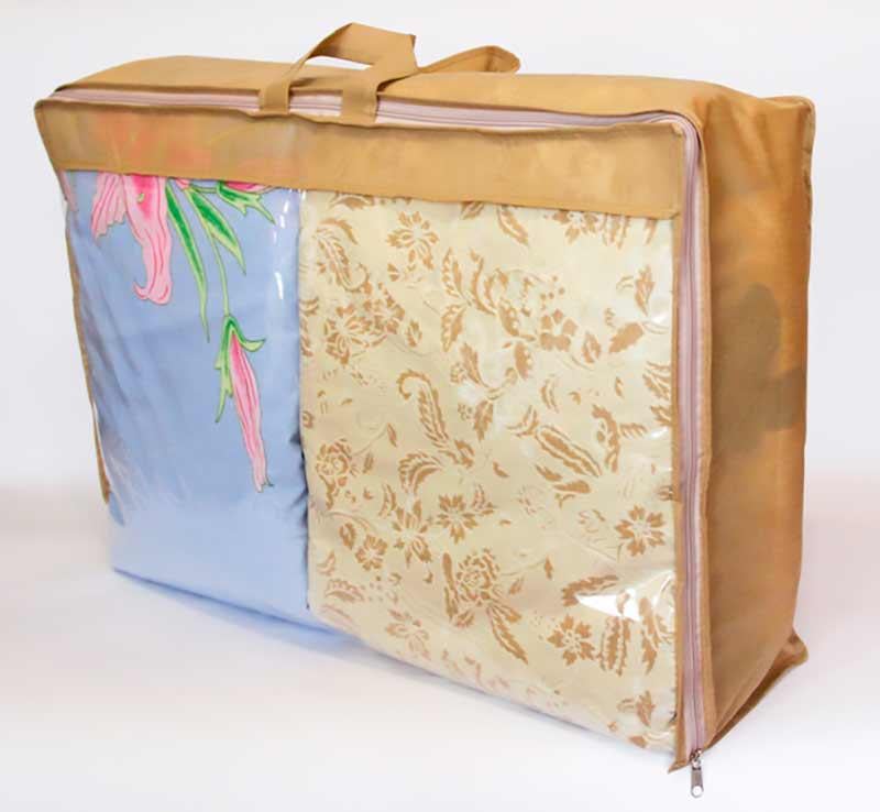 Кофр прозрачный для постельного белья и одеял M Бежевый - фото 4