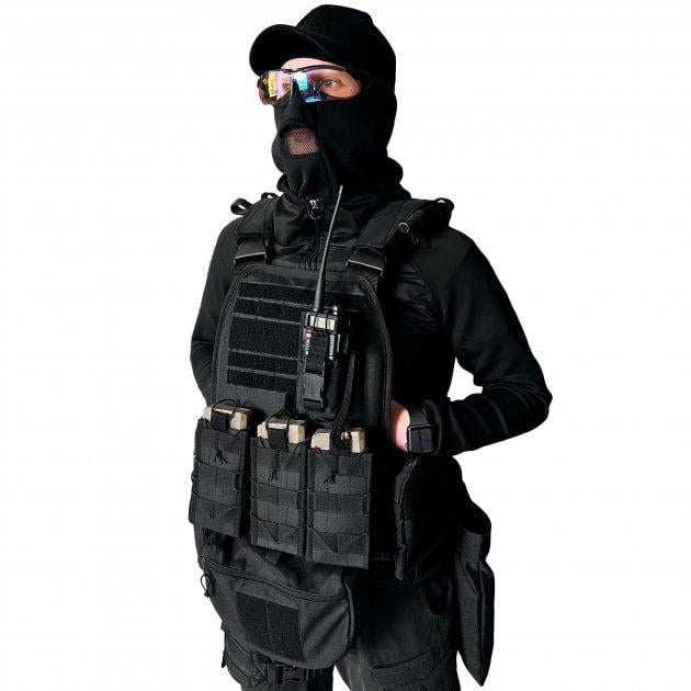 Разгрузочный жилет плитоноска с подсумком под 3 магазина 20221901 7049 Черный (6-1- 4362109)