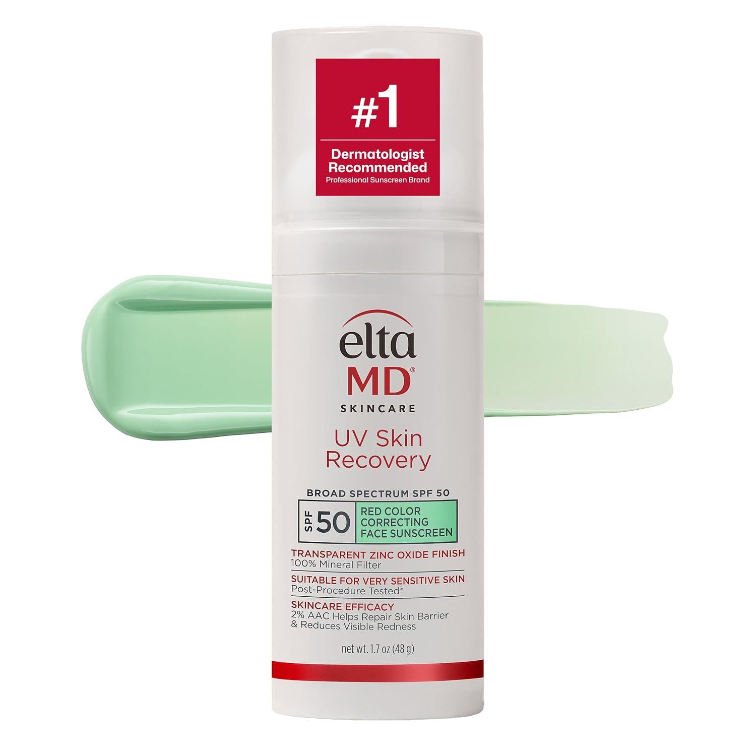 Крем для лица солнцезащитный EltaMD UV Skin Recovery Green Tint SPF50 с цинком для чувствительной кожи 50 мл (827854021629)