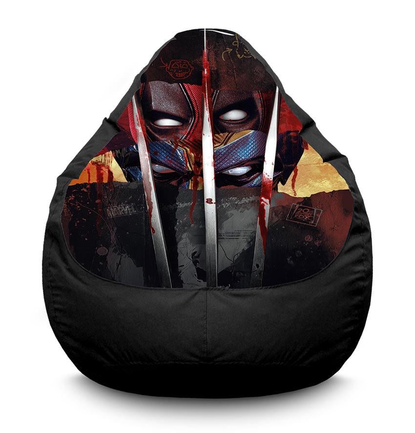 Кресло-мешок iPuff Deadpool vs Wolverine Eyes Art оксфорд XL 80x110 см Черный (113929)