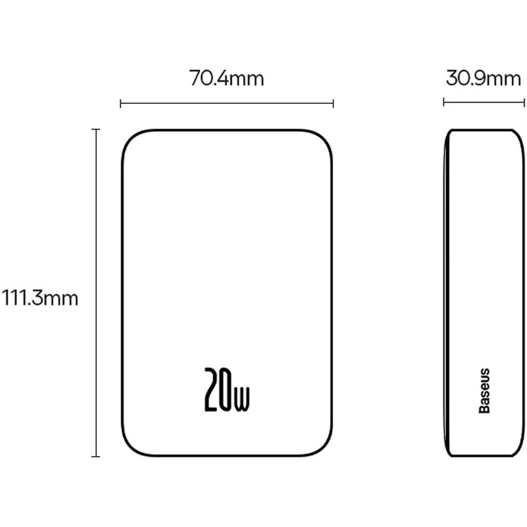 Внешний аккумулятор Baseus Magnetic Mini 20W 20000 mAh White (PPCX150002) - фото 8 Внешний аккумулятор Baseus Magnetic Mini 20W 20000 mAh White (PPCX150002) - фото 8
