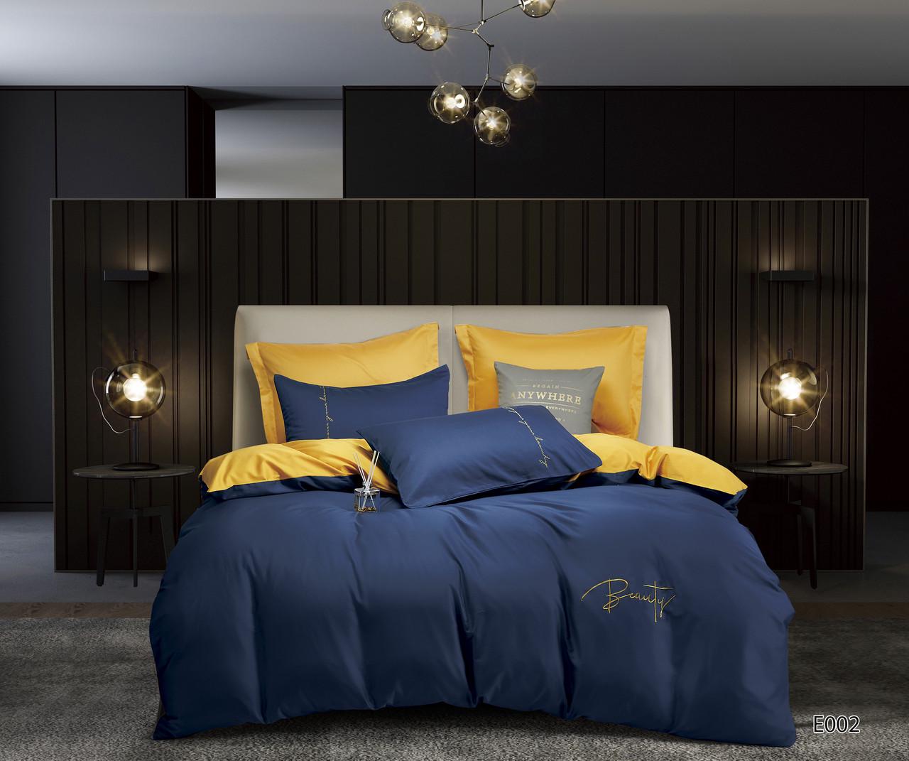 Постельное белье евро Vie nouvelle Embroidery сатин 200х220 см (E002