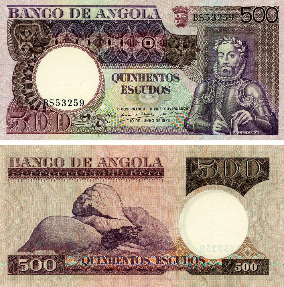 Коллекционная банкнота Ангола 500 эскудо 1973 года UNC P107 (Б20468)