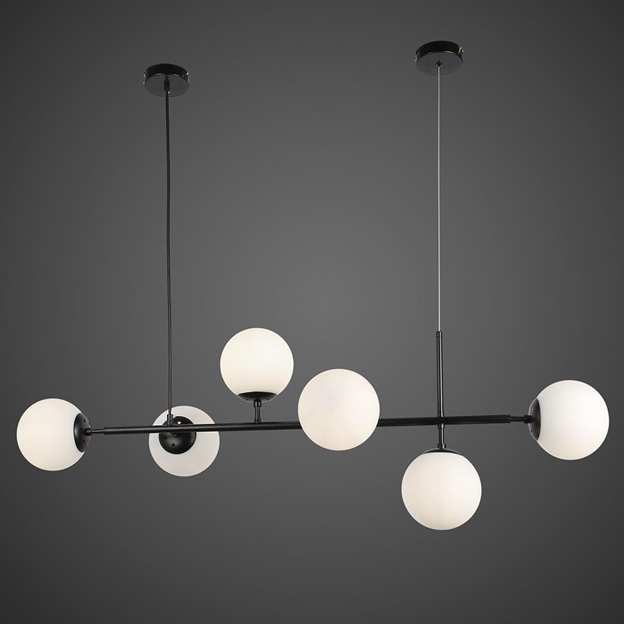 Люстра з куль на планці на 6 ламп Чорний(918-LP265-6 BK+WH)