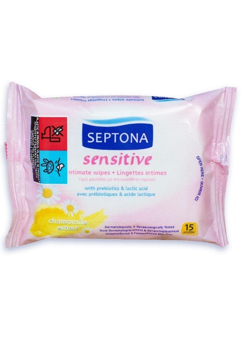 Вологі серветки для інтимної гігієни Septona Sensitive 15 шт. (Е-01682)