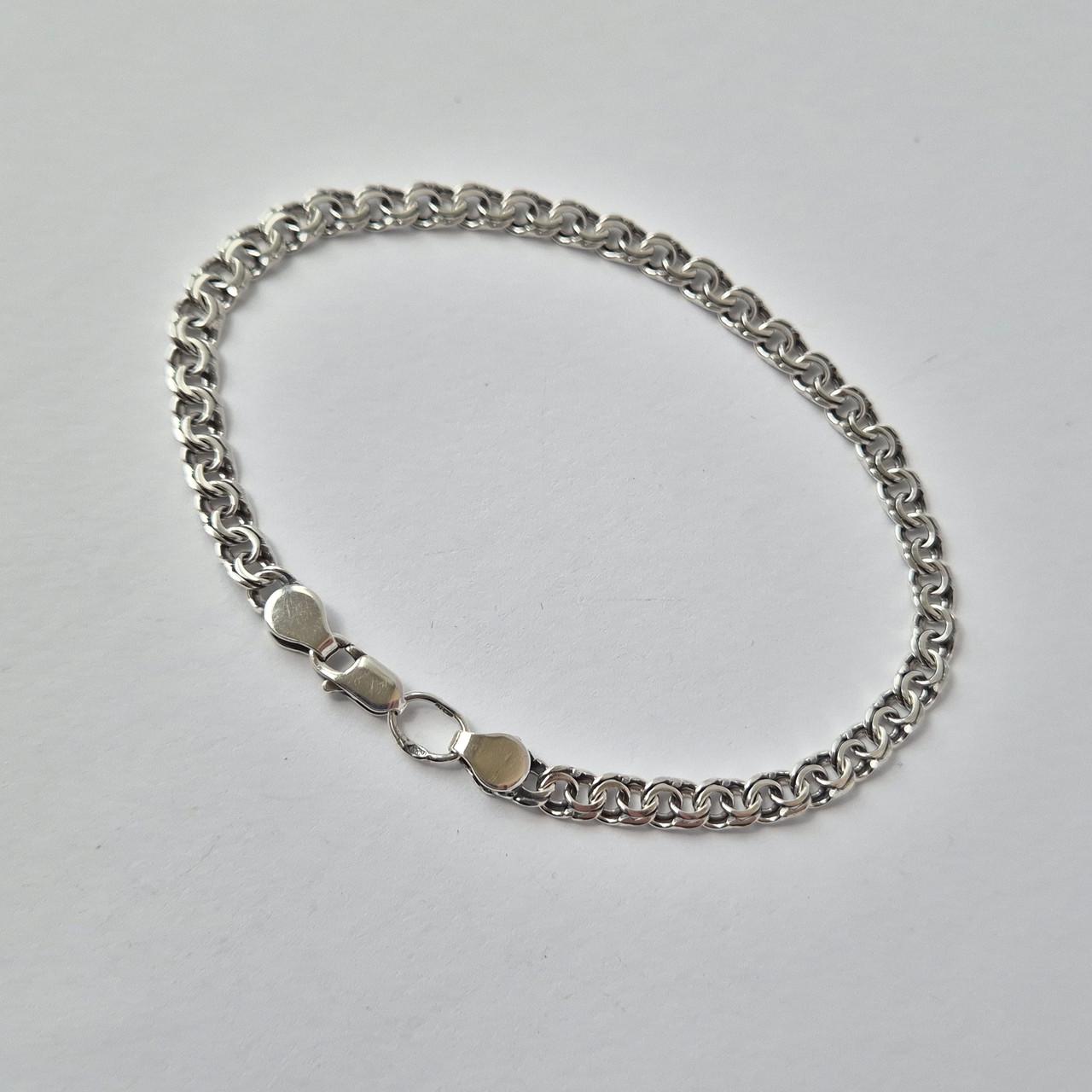 Браслет плоский бісмарк срібло 925 проби чорнене 5,90 г 20,5 см (б11)