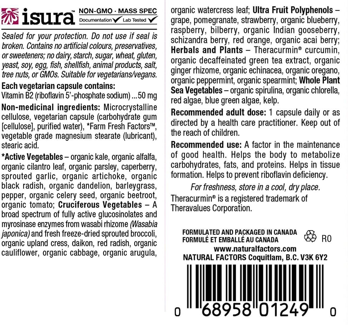 Рибофлавин Natural Factors BioCoenzymated, B2, Riboflavin 5'-Phosphate 50 мг 30 Veg Caps - фото 2