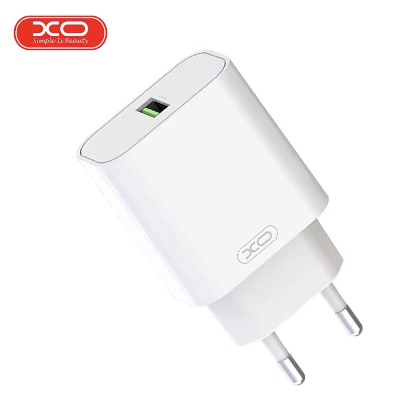 Пристрій мережевий зарядний з кабелем USB/Type-C XO L103 QC3.0 1 USB/3A Білий - фото 2