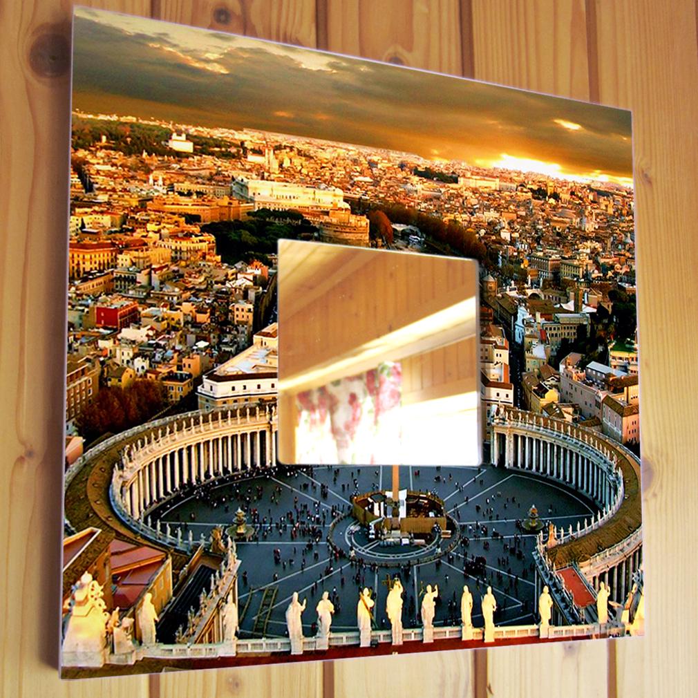 Зеркало декоративное с фото "Площа святого Петра" 260х260 мм (M03062)