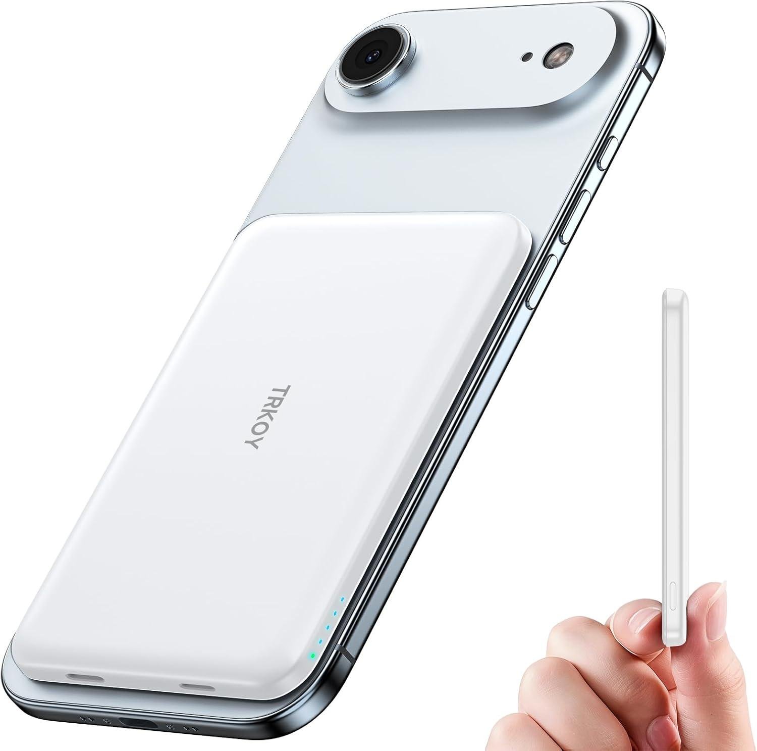 Повербанк магнитный MagSafe 5000 mAh для iPhone Air/17/16/15/14/13/12 White - фото 8