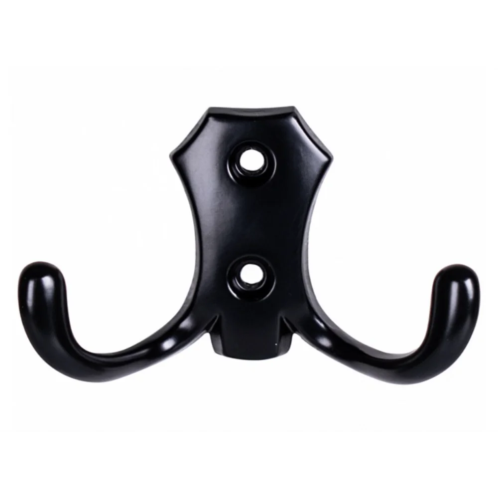 Гачок для одягу Modern з двома вішалками 46х78 мм Чорний глянець (MK0475)