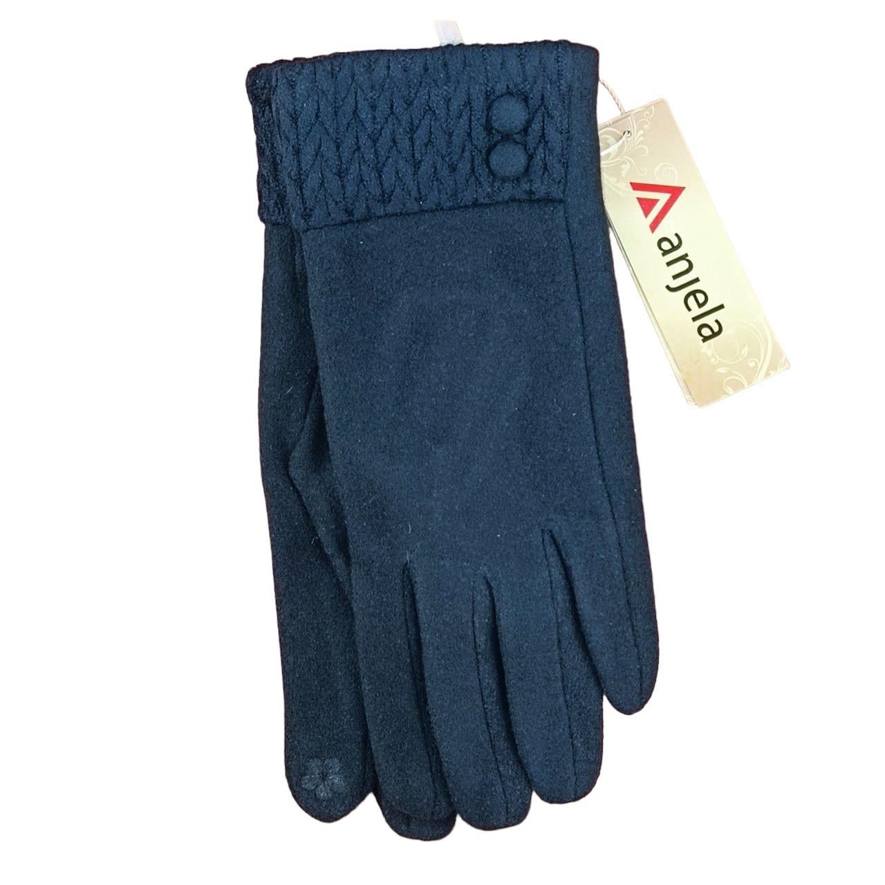 Перчатки женские сенсорные кашемир с манжетом вязка S-L Черный (47191)