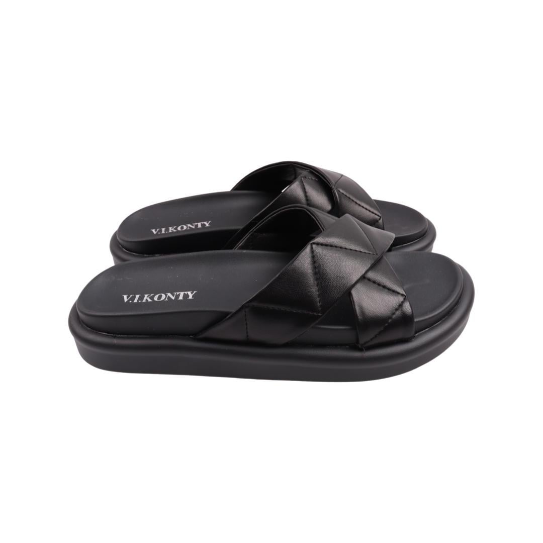 Шлепанцы женские Vikonty из кожи р. 38 Черный (378-22LSHC)