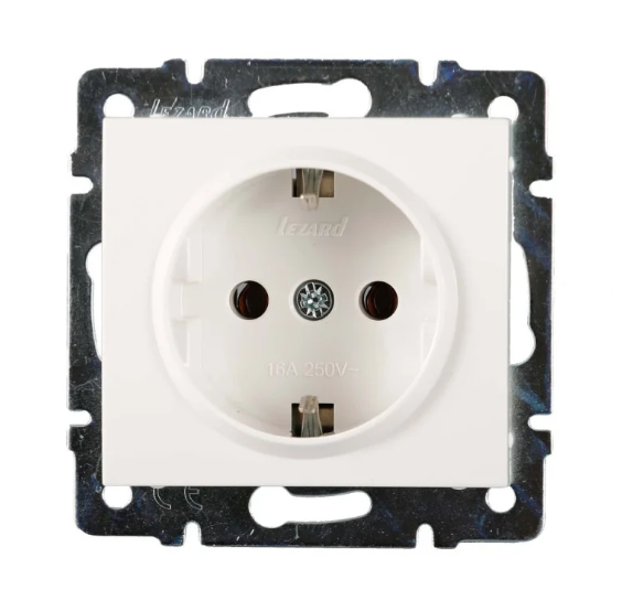 Розетка одинарна Lezard Rain з заземленням Білий (26521854)