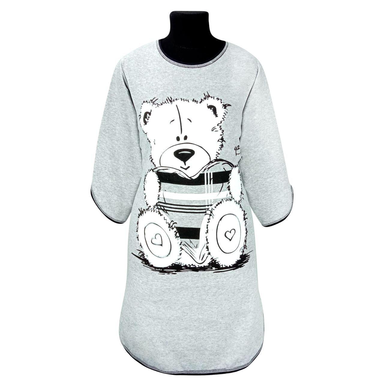 Туніка жіноча з начосом 062 Ведмедик р. 56/58 Сірий (1773559169)