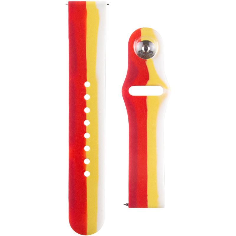 Ремешок силиконовый Rainbow для Xiaomi Amazfit/Samsung 20 мм Red/White