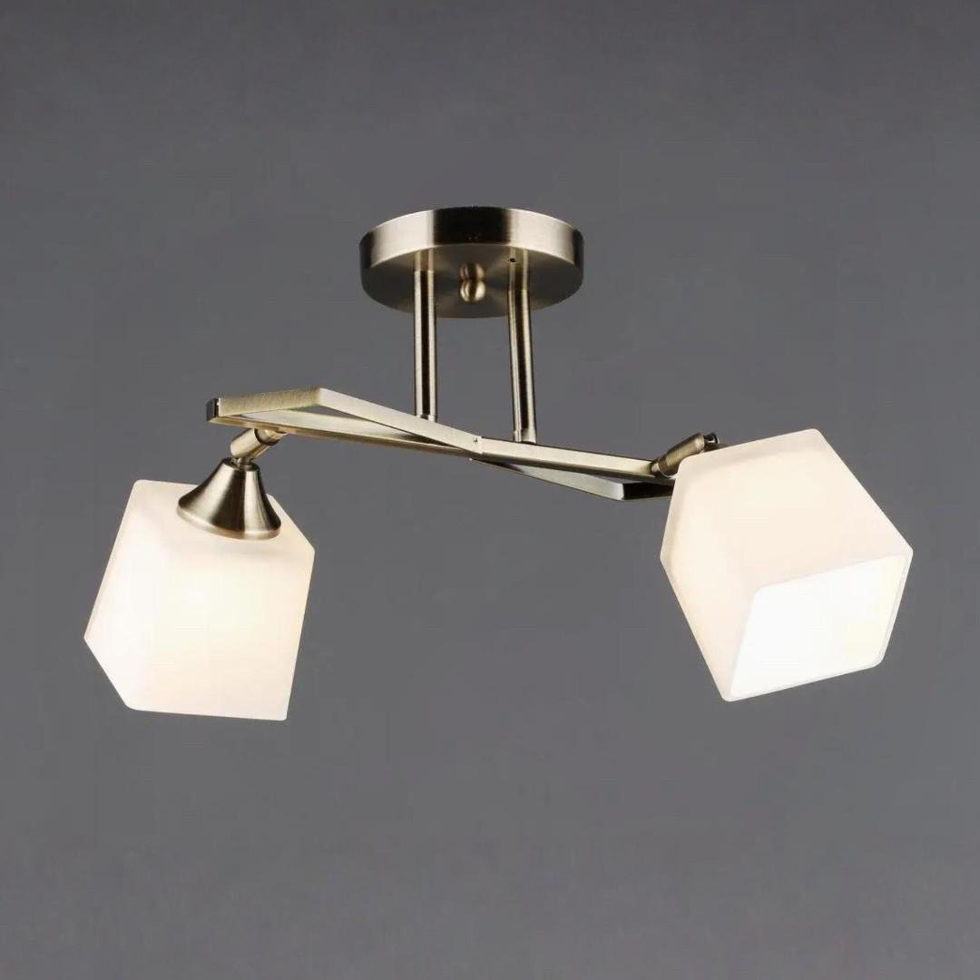 Люстра Sirius на два квадратних плафони під лампу Е27 Бронзовий (B N6651/2 AB)