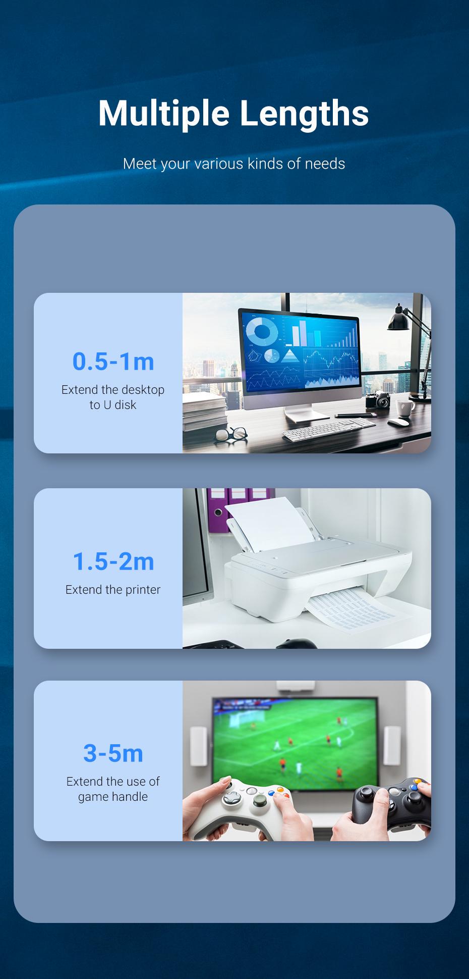 Кабель Vention USB 2.0 480 Мбіт/с USB-A папа на USB-A мама 1,5 м Чорний (CBIBG) - фото 15 Кабель Vention USB 2.0 480 Мбіт/с USB-A папа на USB-A мама 1,5 м Чорний (CBIBG) - фото 15