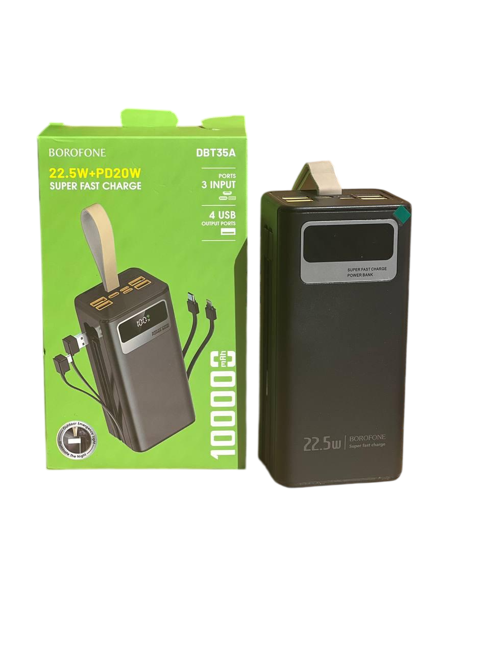Повербанк Borofone 100000 mАh с фонариком 4 переходника (113611)
