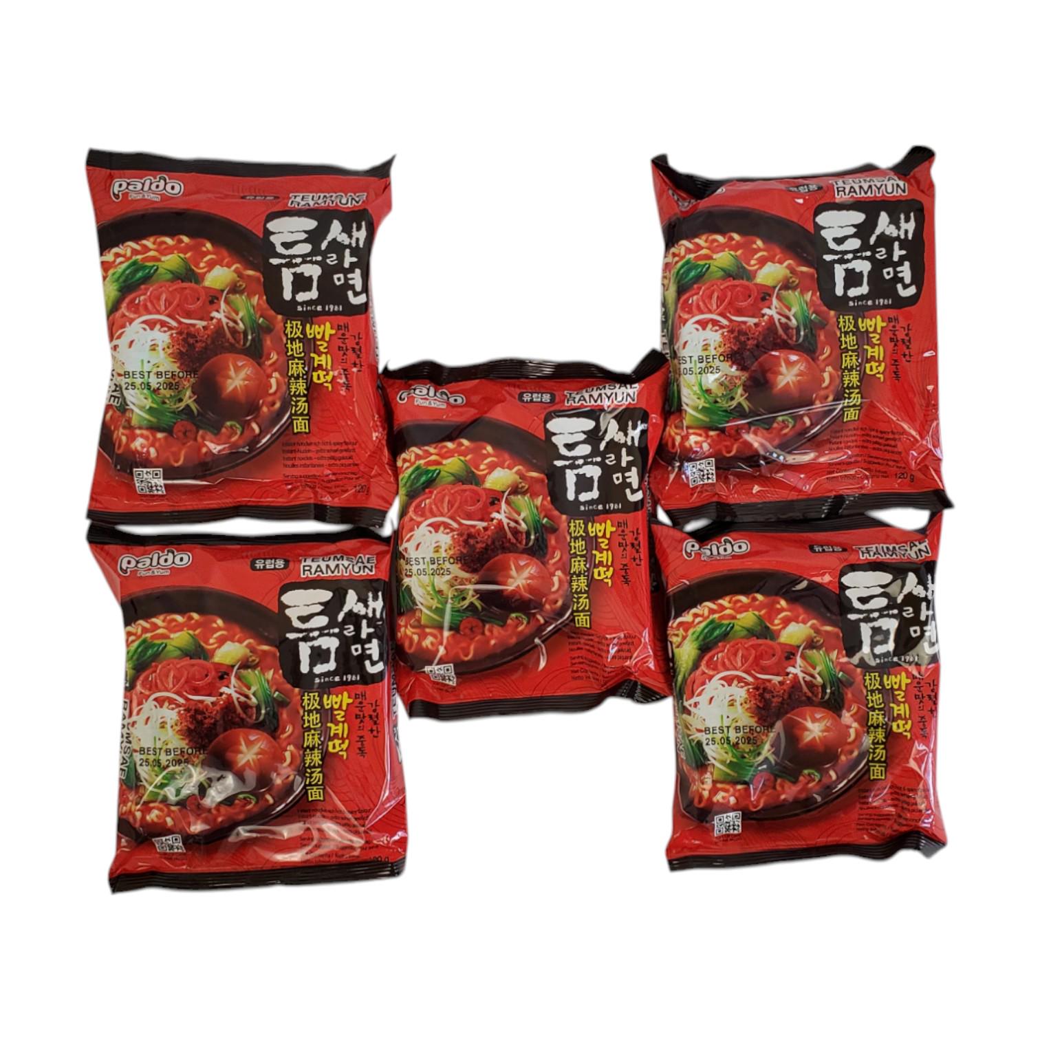 Набор лапша быстрого приготовления Paldo Teumsae Ramyun со вкусом тушеного мяса 120 г 5 шт. (SET5188414)