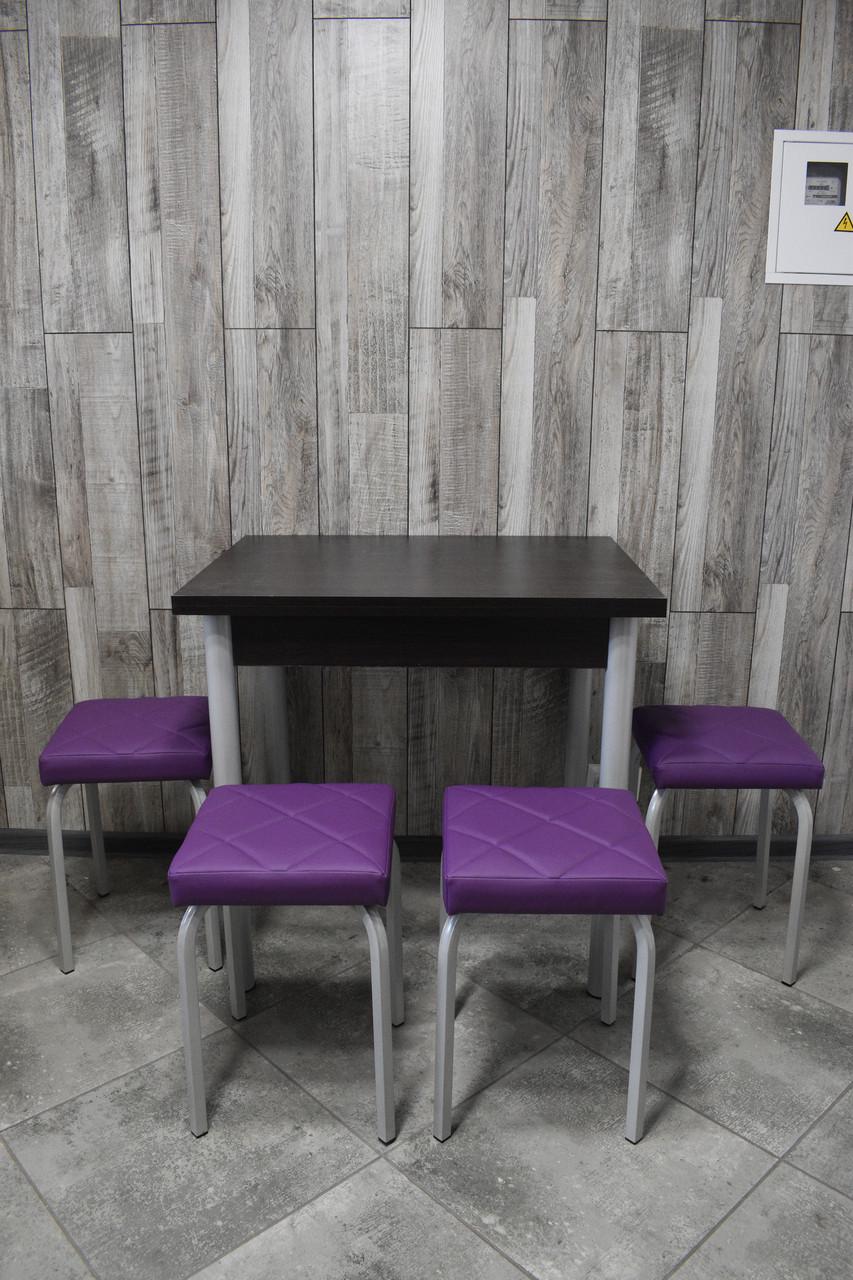 Кухонний комплект Оскар стіл розкладний/табурети 4 шт. Tutti Lux у білому каркасі 60х80/80х120х75 см Чорний/Фіолетовий (28375111)
