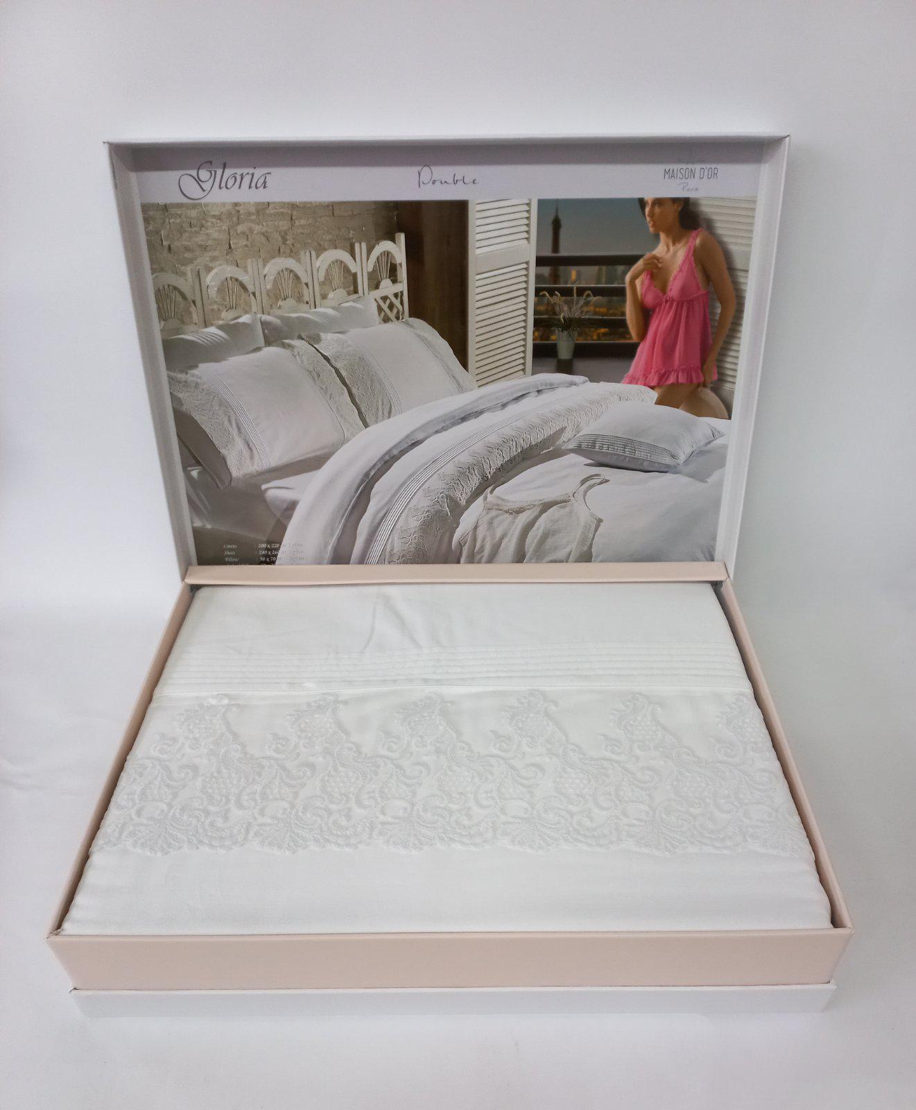 Комплект постельного белья Maison D'or с кружевом 200х220 Gloriya White (02MD200220SGloriy08)