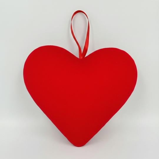 Декоративне підвісне флокове серце 19 см (2021-006)