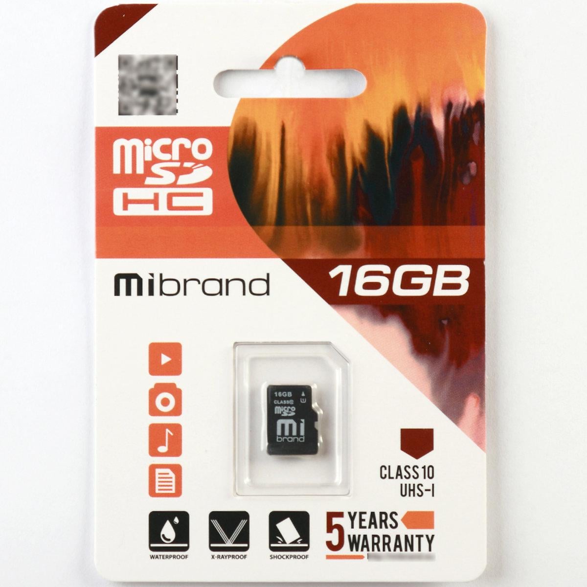 Карта памяти microSDHC Mibrand 16 Gb class 10