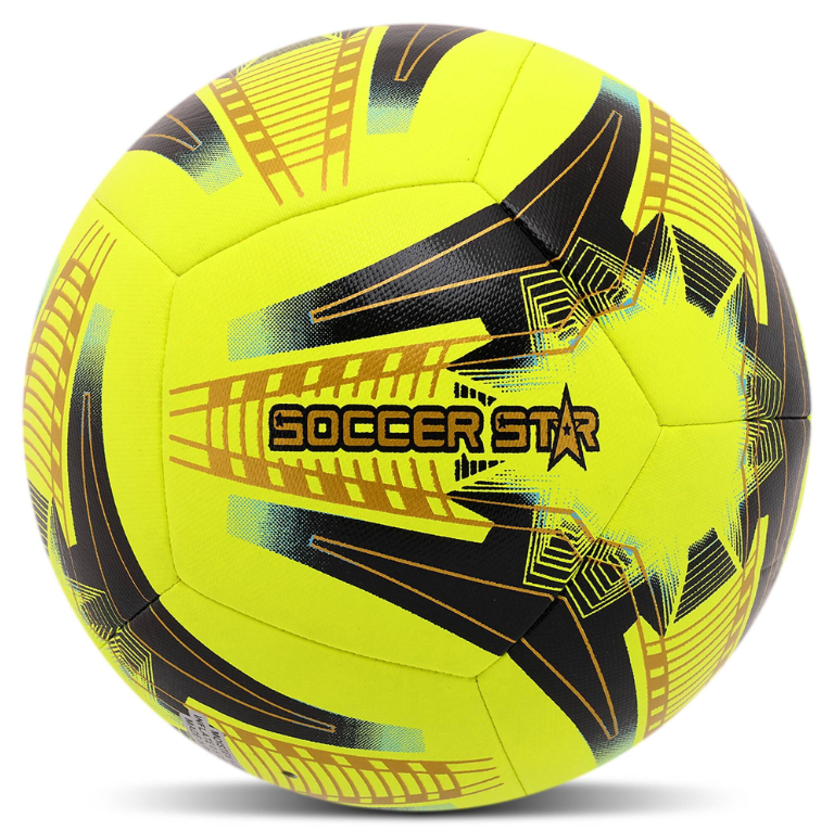 М'яч футбольний HYBRID SOCCER STAR PU ламінований гібридна зшивка №5 (FB-4467_Жовтий-чорний)