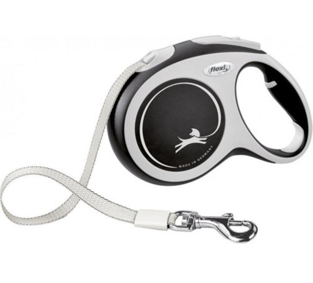Рулетка-поводок Flexi Comfort L стрічка 5 м/60 кг Чорна - фото 1 Рулетка-поводок Flexi Comfort L стрічка 5 м/60 кг Чорна - фото 1