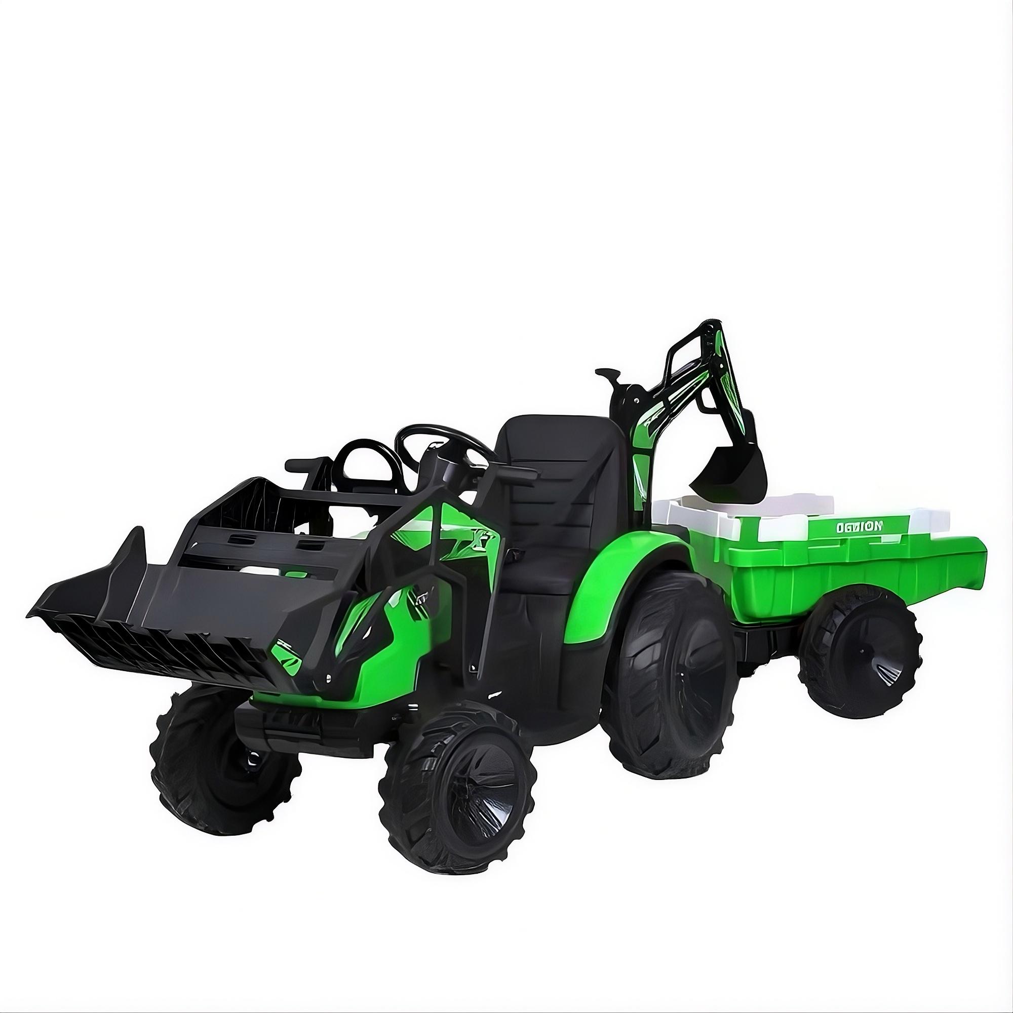 Детский электроктрактор Bambi Racer M 4847EBLR-5 24V с прицепом 2×35W/колеса EVA/кожаное сиденье/пульт 2.4G Зеленый (33246327)