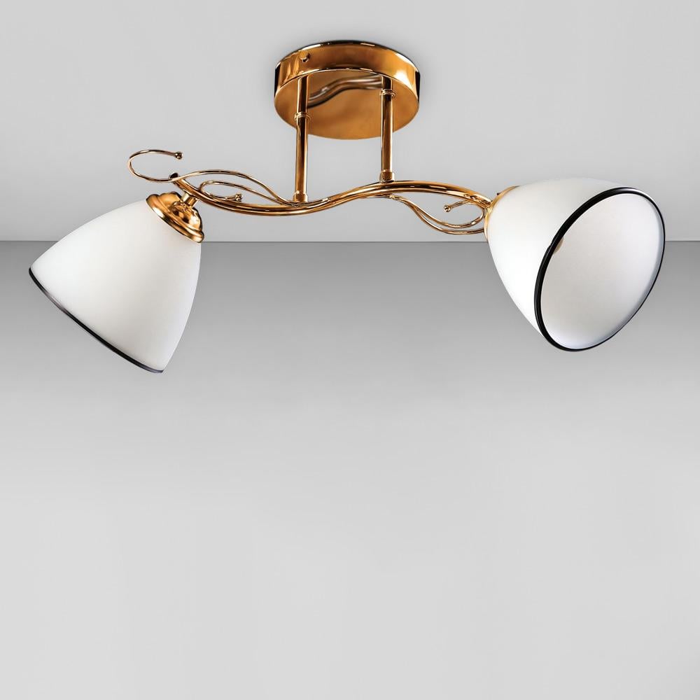 Люстра потолочная Light House SZ-19007/2 FGD с каймой 480х200 мм E14 Золотой/Белый