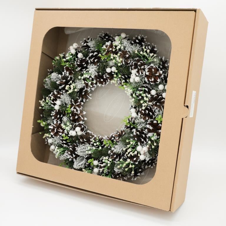 Венок рождественский ДАЙС из шишек и ягод 35 см Белый (В3515) - фото 2 Венок рождественский ДАЙС из шишек и ягод 35 см Белый (В3515) - фото 2