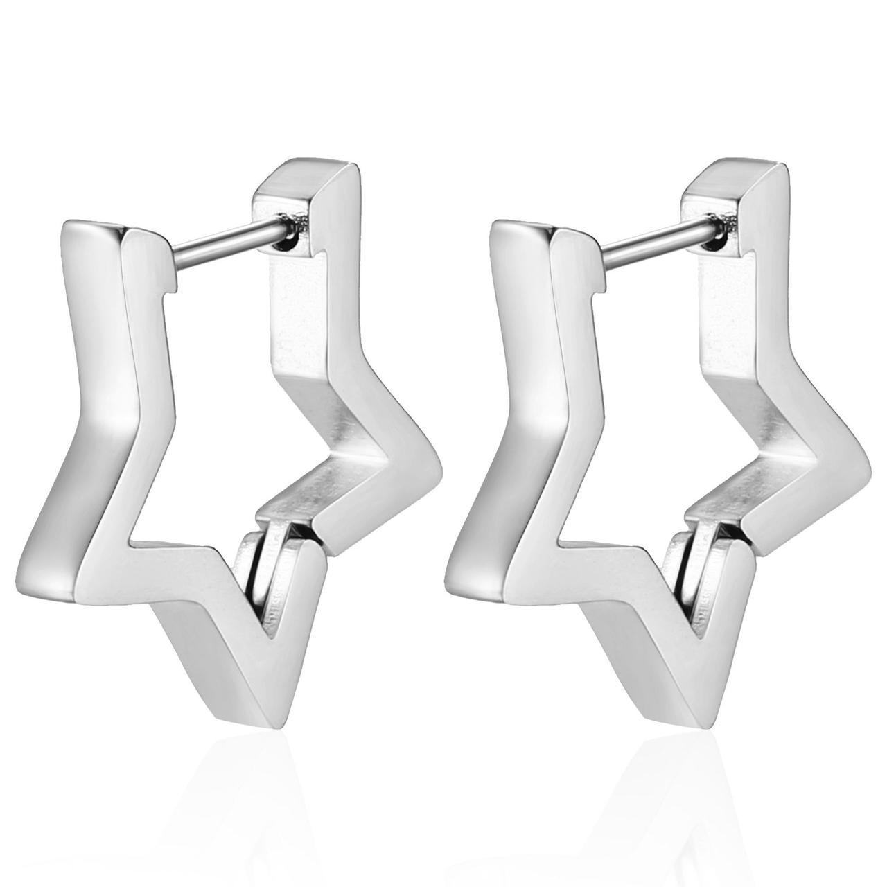 Серьги Конго Star нержавеющая сталь 20х20х3 мм 1 пара Платиновый (ФН2030с01)