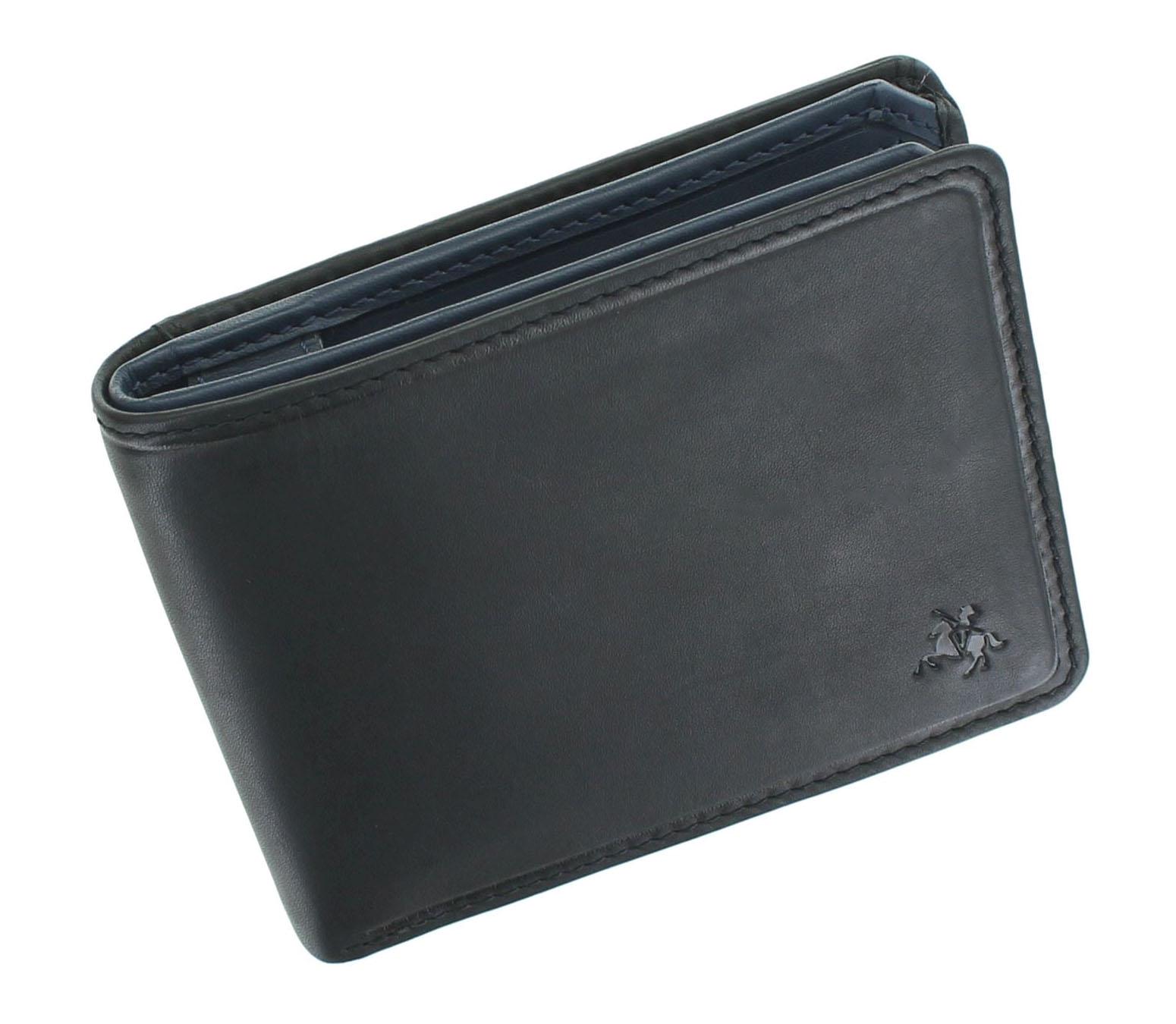 Кошелек мужской кожаный Visconti PLR72 Segesta c RFID Black/Steel/Blue