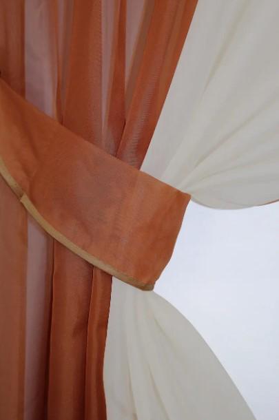 Комплект штор на кухню/балкон 265х170 см Терракотовый/Бежевый (017к) - фото 2 Комплект штор на кухню/балкон 265х170 см Терракотовый/Бежевый (017к) - фото 2