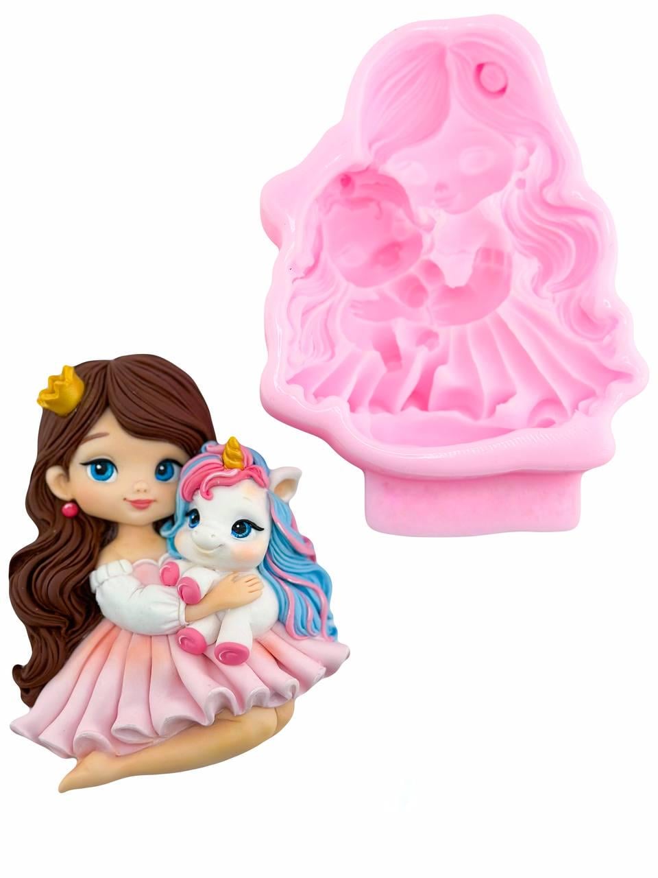 Молд силиконовый Принцесса с единорожкой 2д (12242)