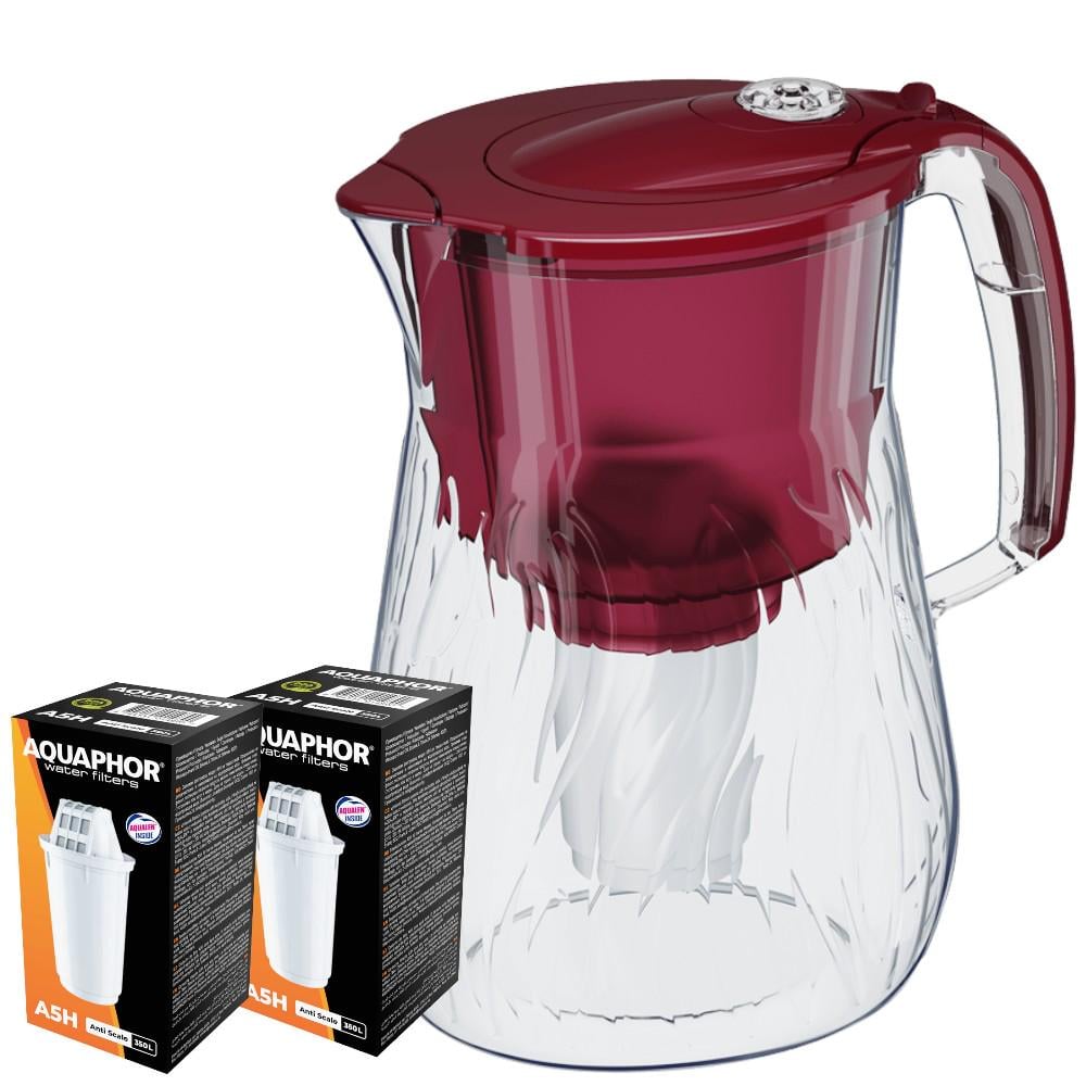 Фильтр-кувшин Аквафор Орлеан с двумя модулями А5Н Вишневый