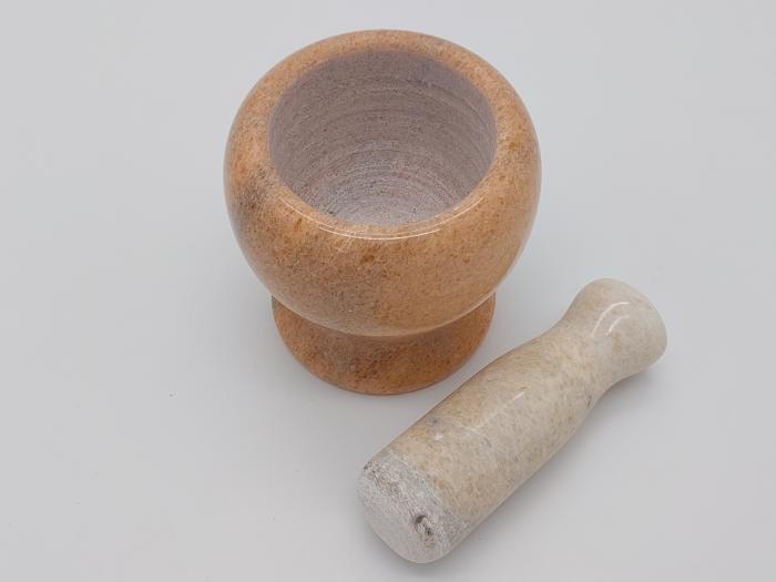 Ступка для измельчения специй и перца мраморная с пестиком d 10/7 см H 10 см - фото 2