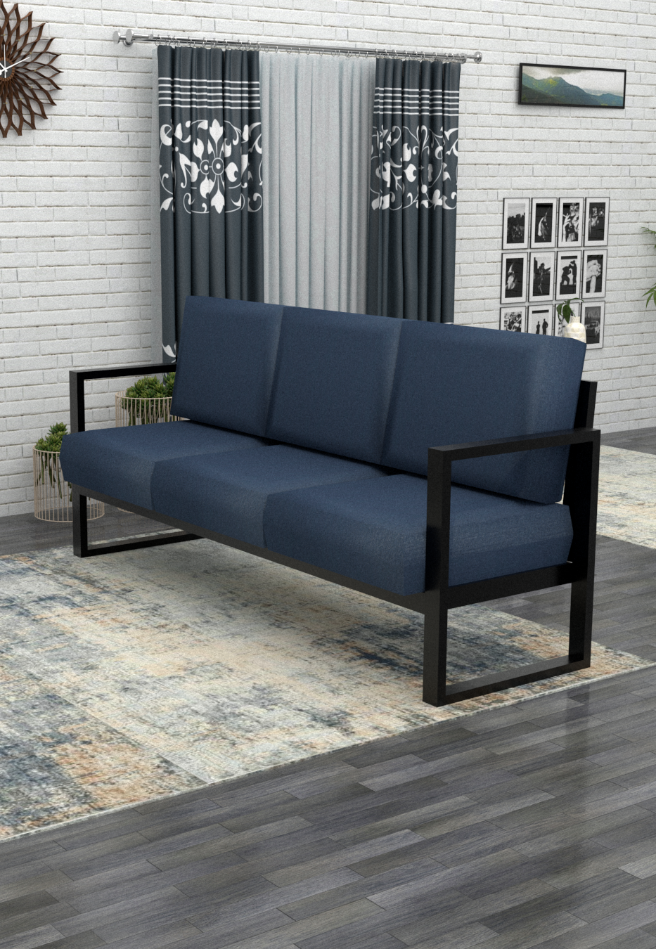 Диван EcoLoft Лофт Мидтаун Синий (23266101)