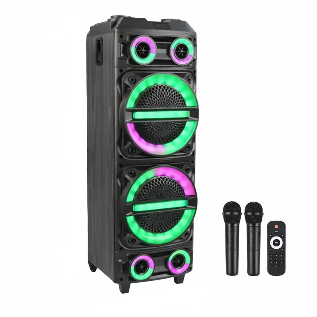 Портативная караоке колонка ZQS-8231 Bluetooth USB TF FM AUX/LED-подсветка/на колесах с микрофонами 2 шт. 60 Вт (32702181)
