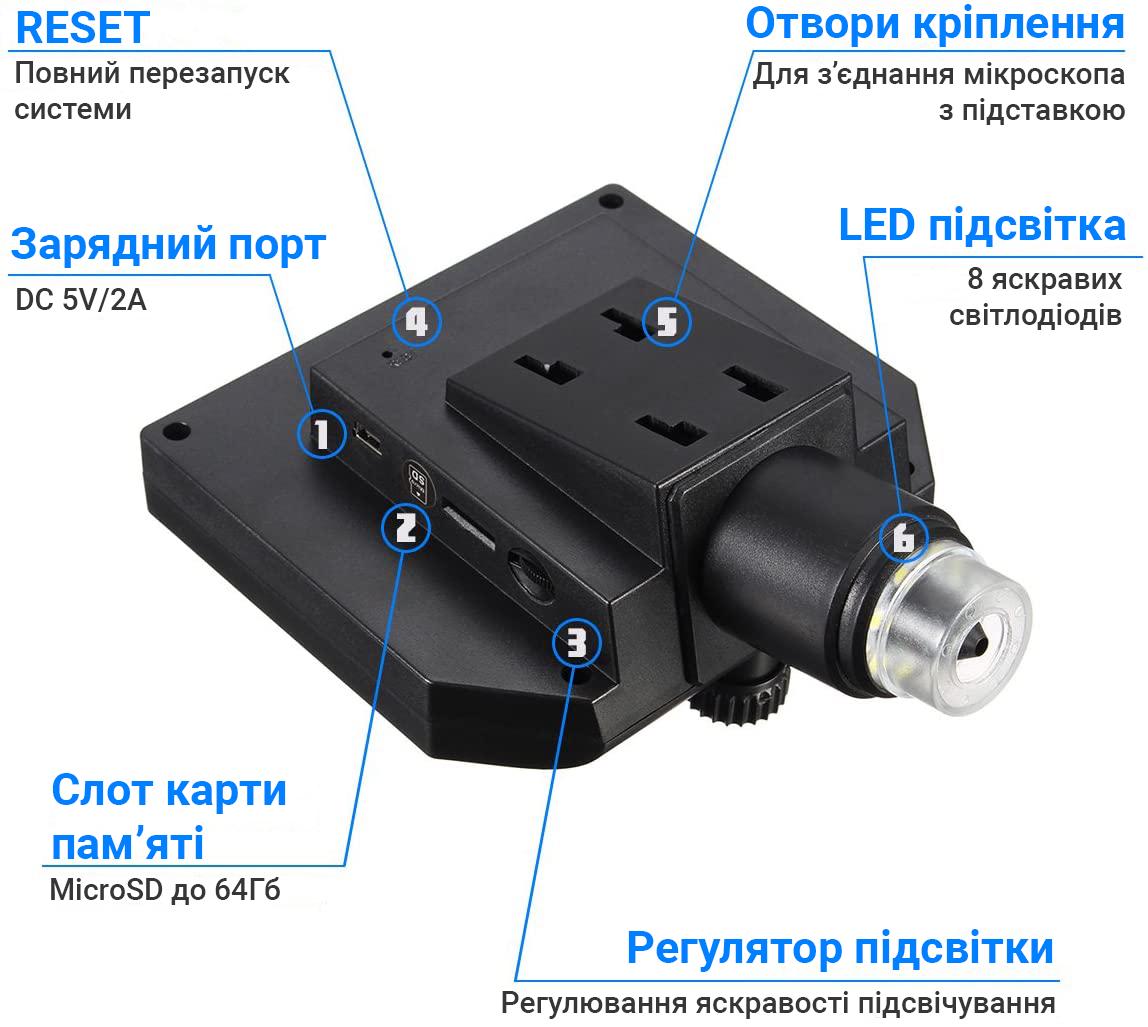 Микроскоп цифровой электронный Gaosuo M-600 с 4,3" LCD экраном и увеличением 600X - фото 5