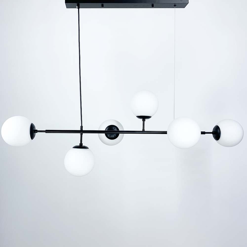 Люстра видовжена на 6 плафонів кріплення на планці тип В Чорний (SGJ 7/6B BK+BK) - фото 6