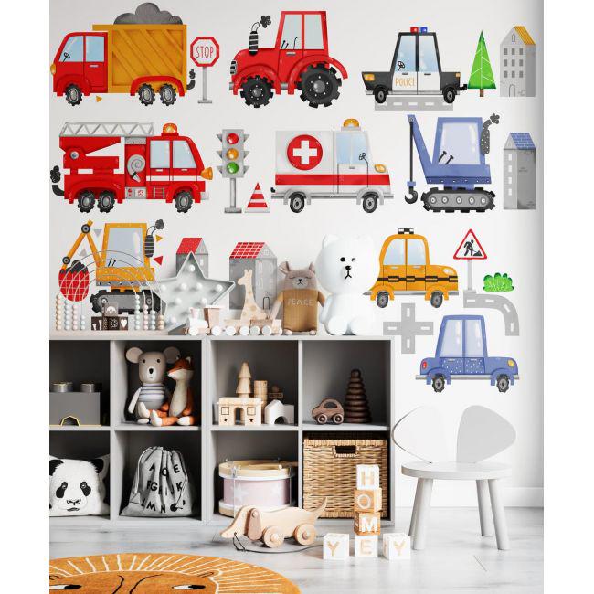 Стикеры детские на стену Автомобили Sticker Wall SW-00001017 40х80 см 3 листа 120х80 см