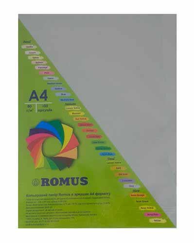 Папір кольоровий Romus A4 80 г/м2 100 аркушів Сірий (R51093)