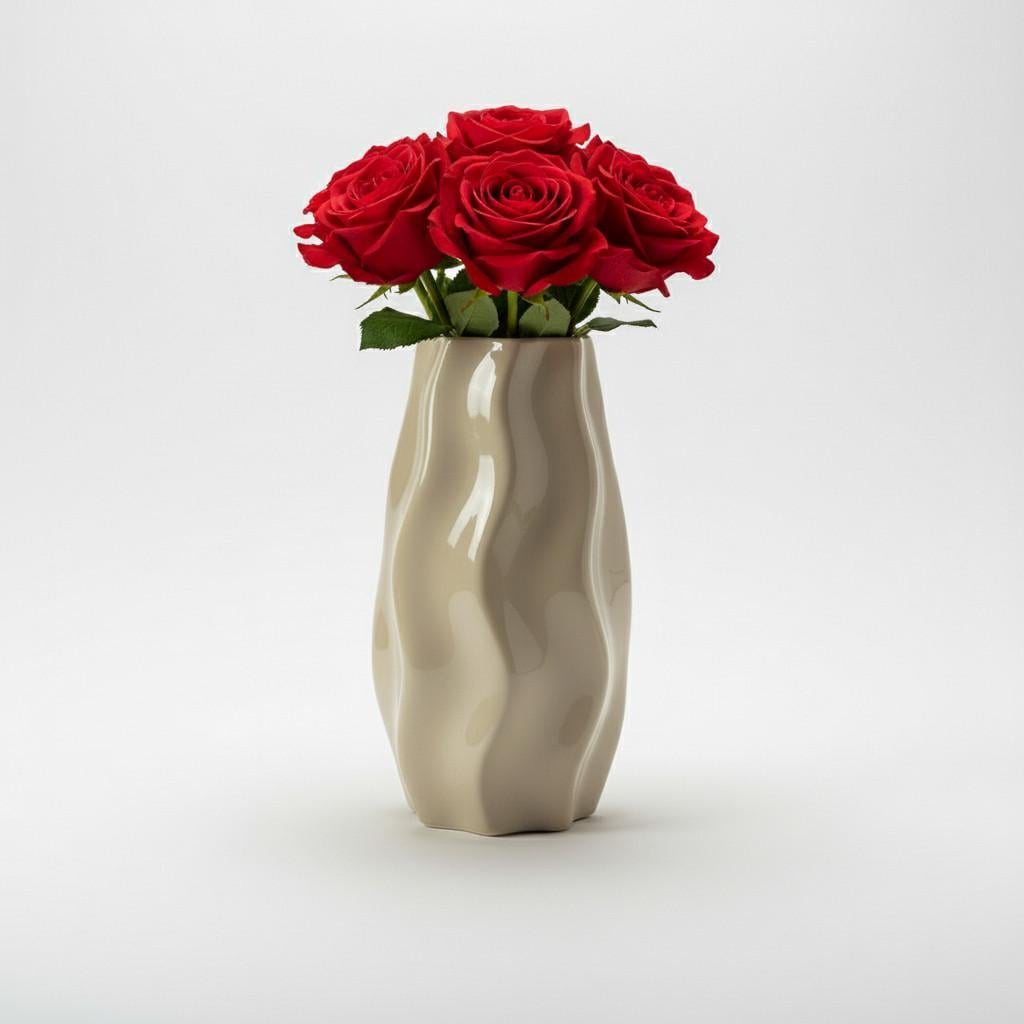 Ваза Nana ceramics для цветов Грейс 21 см Бежевый (9008)